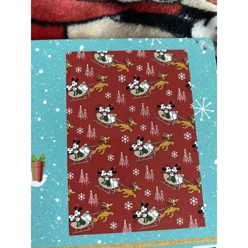 Disney Mickey Minnie &‎ Pluto Reindeer Sleigh Christmas Throw Blanket 50 X 70”